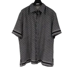 Oblique Logo Button Down Shirt Size 41 16.5 Blue Gray Cotton Short