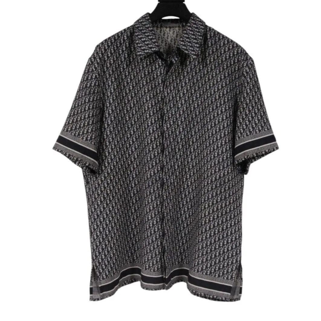 Oblique Logo Button Down Shirt Size 41 16.5 Blue Gray Cotton Short