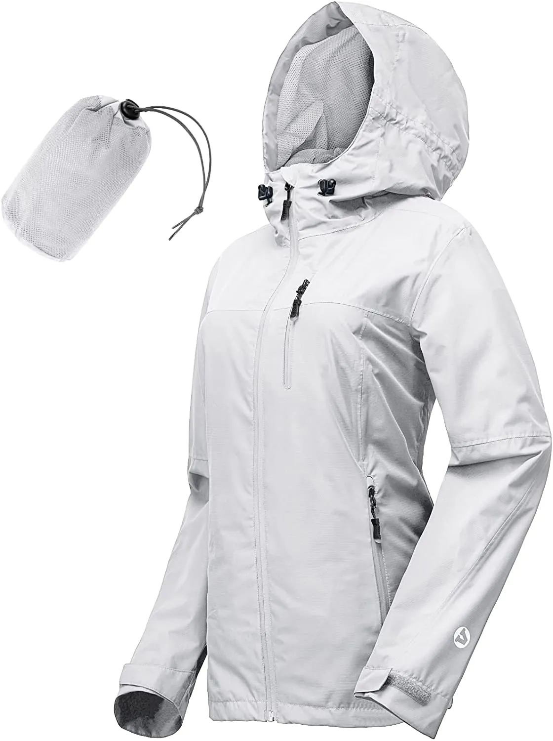 Packable Rain Jacket Women Lightweight Waterproof Raincoat with Hood Cycling Bike Jacket Windbreaker