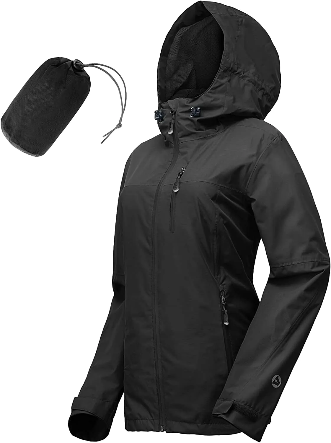 Packable Rain Jacket Women Lightweight Waterproof Raincoat with Hood Cycling Bike Jacket Windbreaker