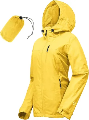 Packable Rain Jacket Women Lightweight Waterproof Raincoat with Hood Cycling Bike Jacket Windbreaker