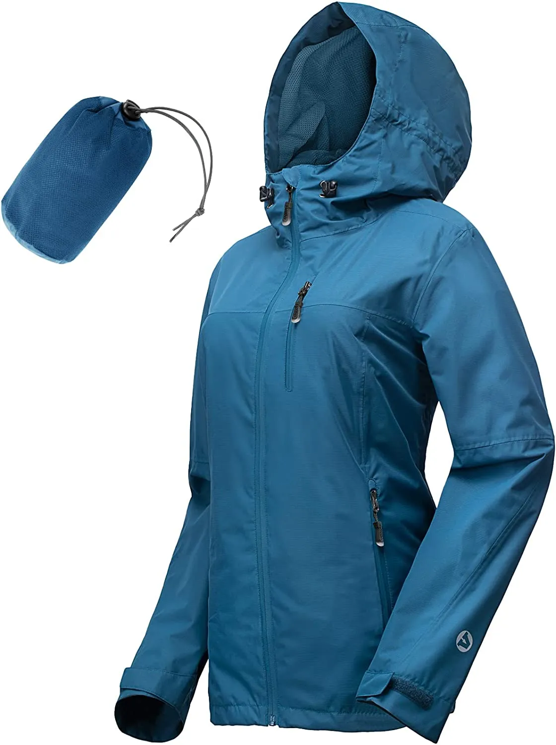 Packable Rain Jacket Women Lightweight Waterproof Raincoat with Hood Cycling Bike Jacket Windbreaker