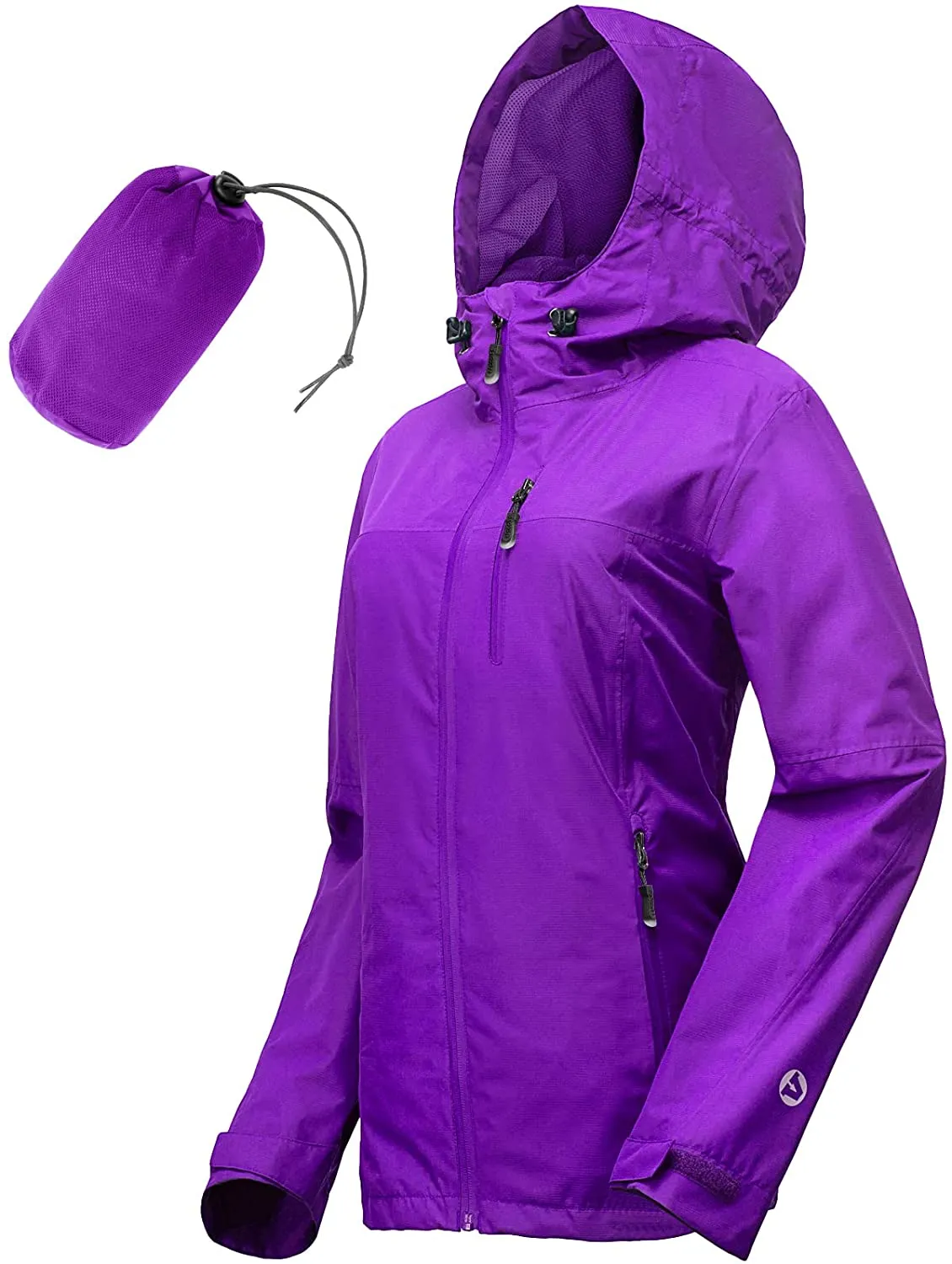 Packable Rain Jacket Women Lightweight Waterproof Raincoat with Hood Cycling Bike Jacket Windbreaker