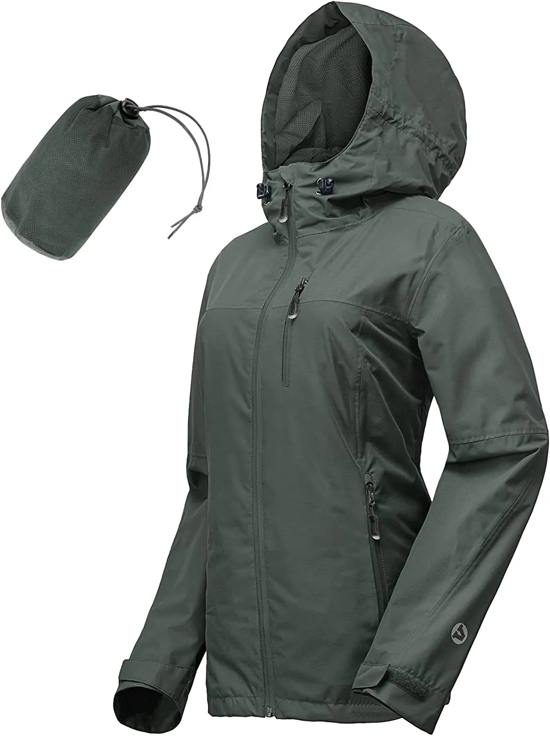 Packable Rain Jacket Women Lightweight Waterproof Raincoat with Hood Cycling Bike Jacket Windbreaker