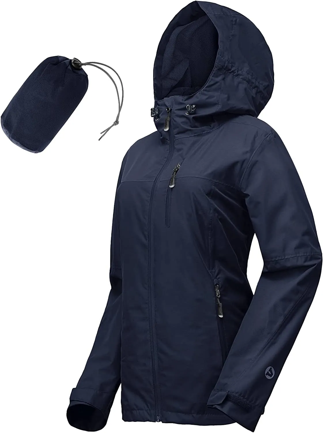 Packable Rain Jacket Women Lightweight Waterproof Raincoat with Hood Cycling Bike Jacket Windbreaker