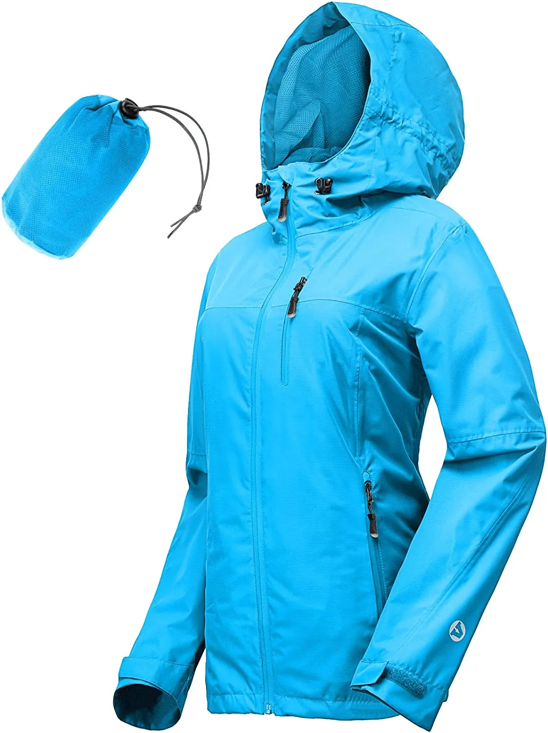 Packable Rain Jacket Women Lightweight Waterproof Raincoat with Hood Cycling Bike Jacket Windbreaker