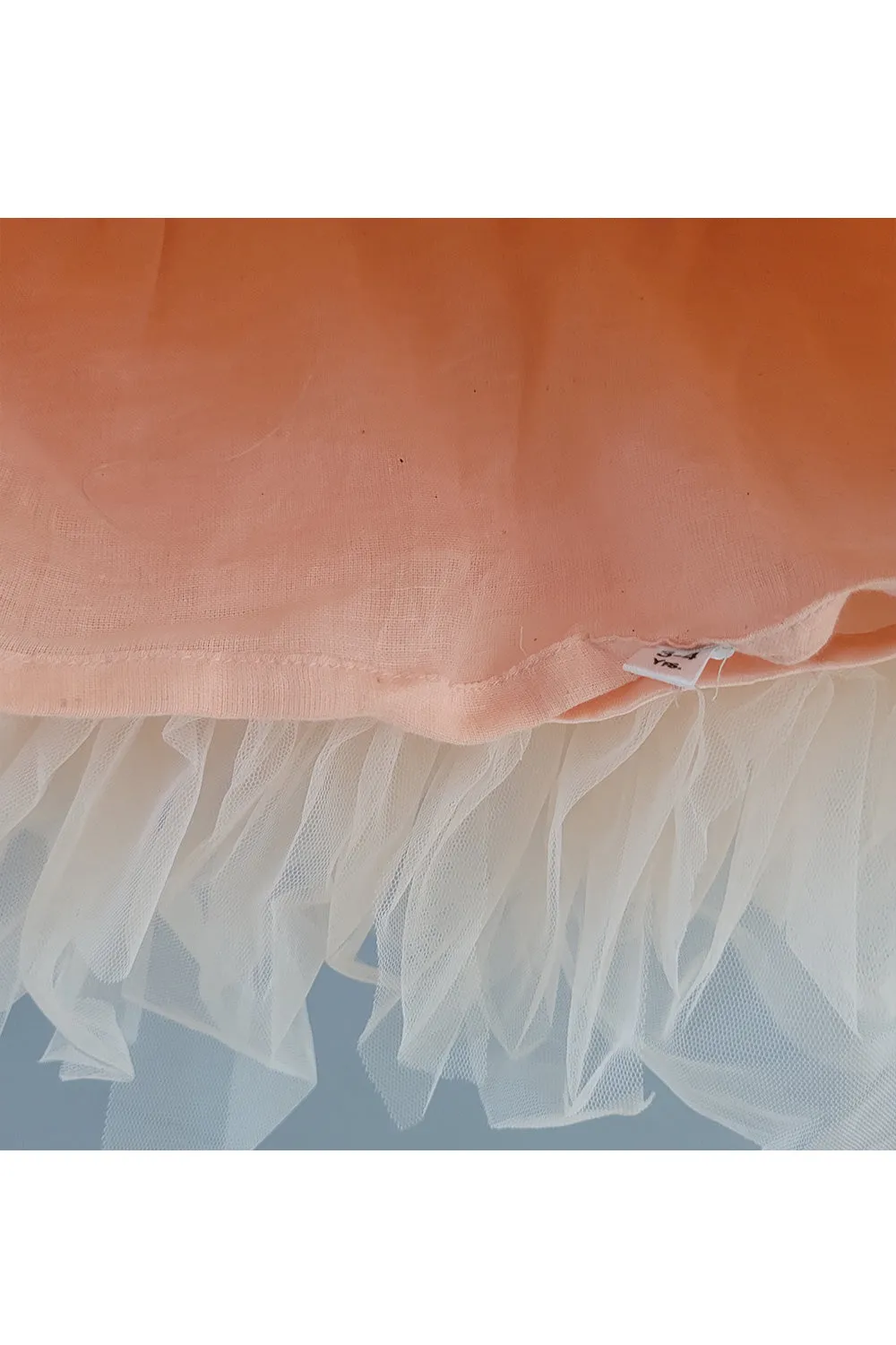 Peach Grey Sequins Embroidered Frill Dress