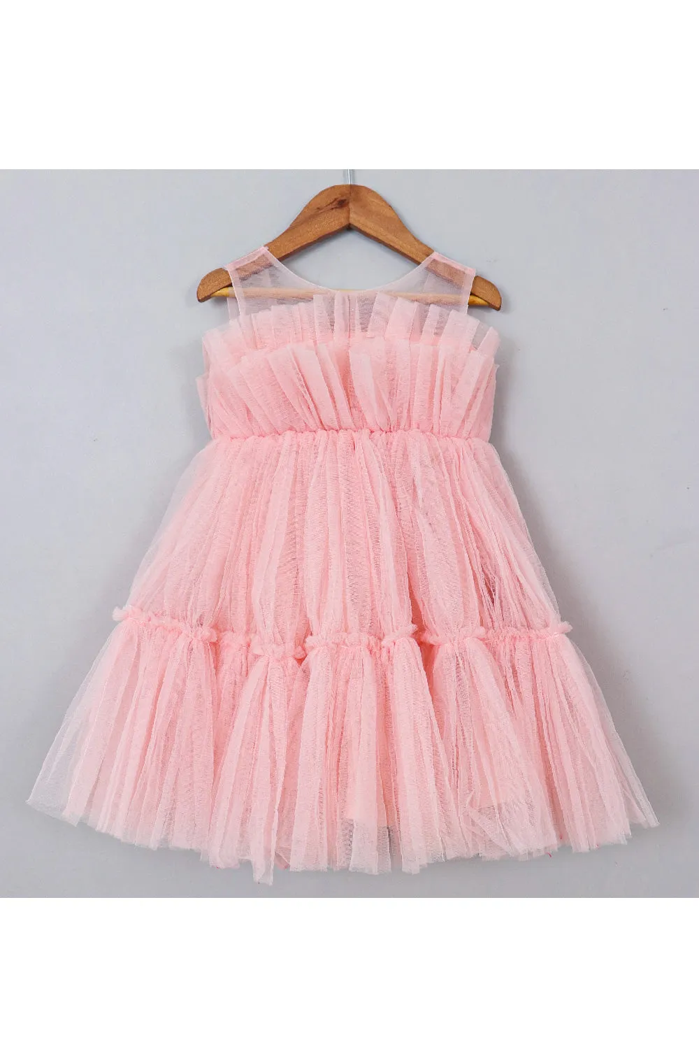 Peach Net Sleeveless Dress