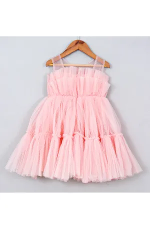 Peach Net Sleeveless Dress