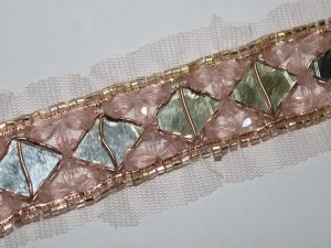 Pink Stone Handwork Embellished Embroidered Border