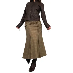 Plaid Belted Maxi Skirt (M)