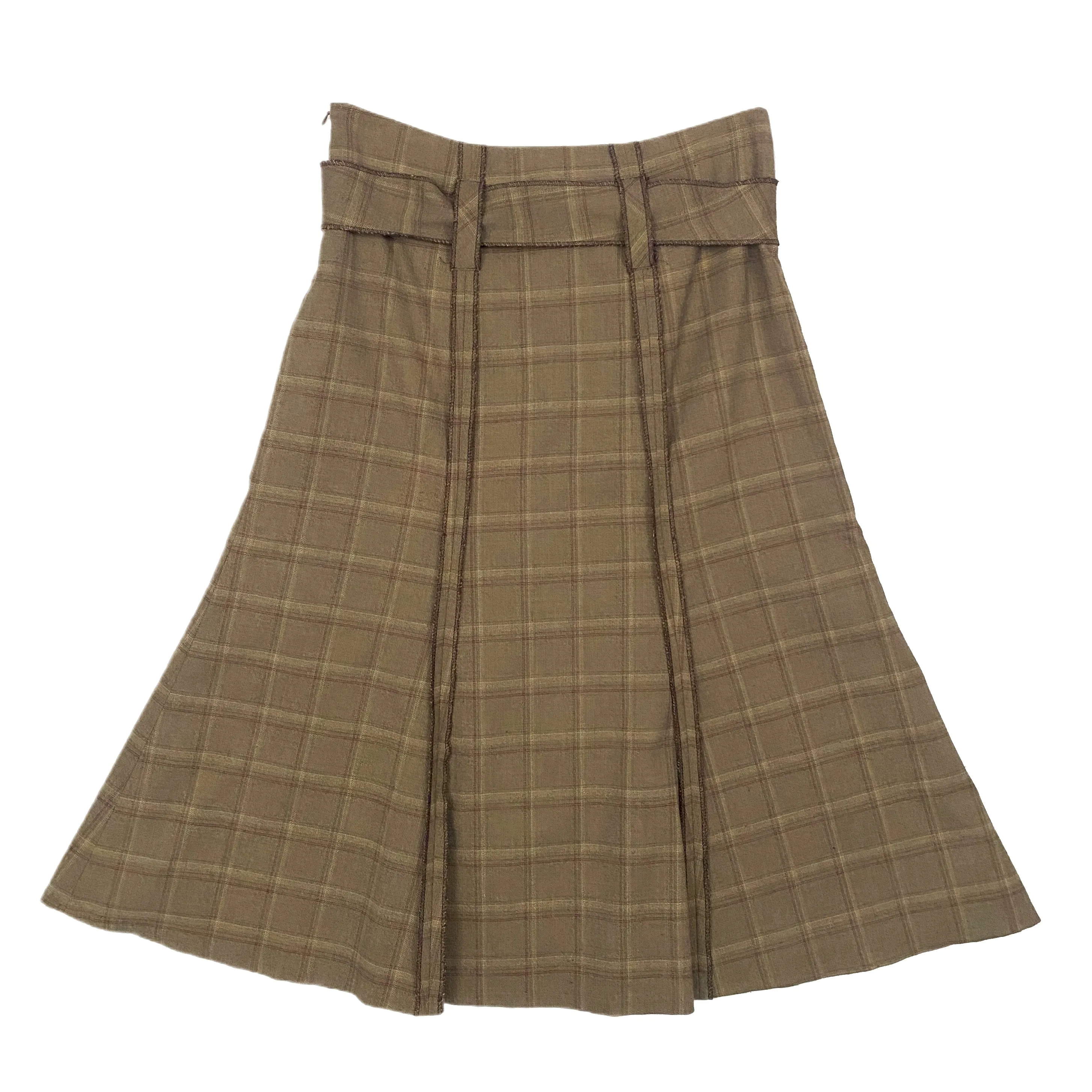 Plaid Belted Maxi Skirt (M)