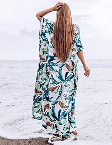 Plus Size Women's Beach Kaftan Dress Half Sleeve Swim Cover Up