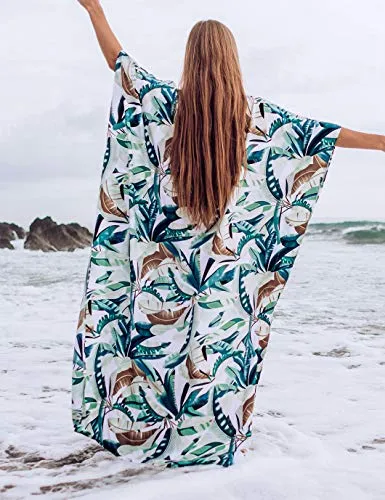 Plus Size Women's Beach Kaftan Dress Half Sleeve Swim Cover Up