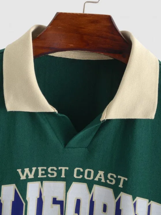 Polo Collar T Shirt And Sweat Shorts
