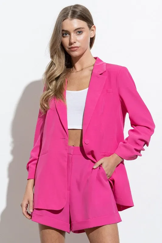 Pure Bliss- Pink Blazer and Short Set