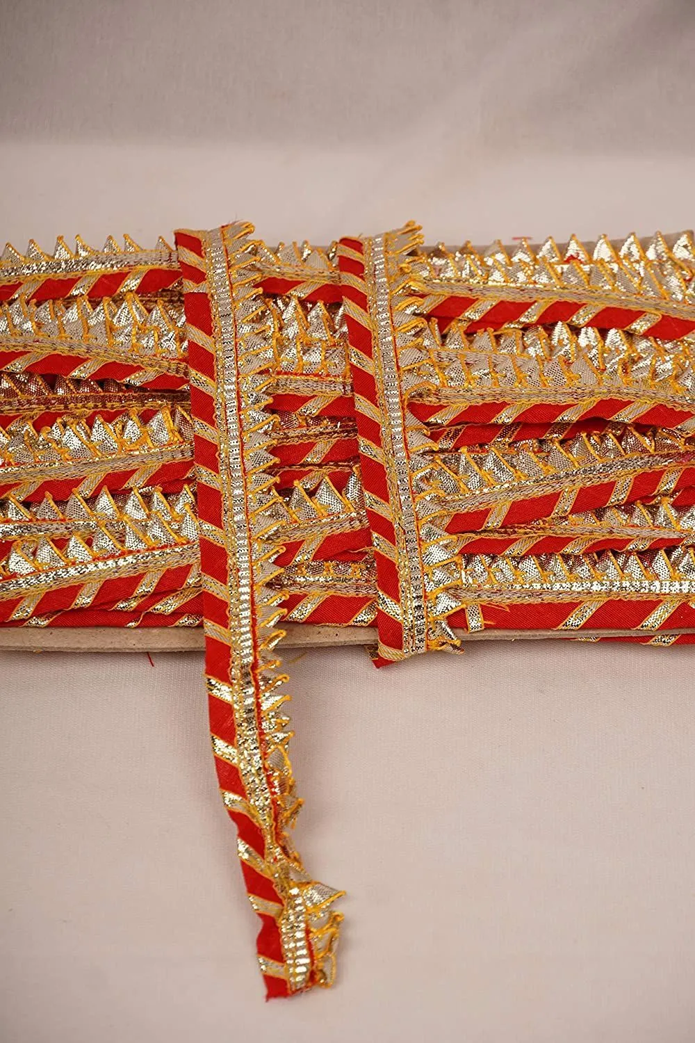 Red Designer Gota Work Embroidered Border