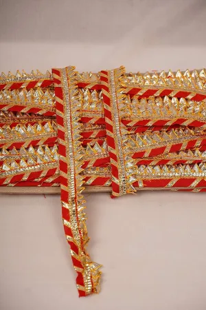 Red Designer Gota Work Embroidered Border