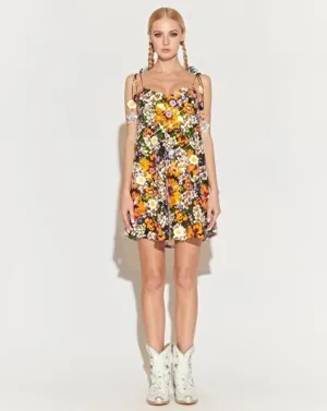 Reversible Sequin Slip Dress with Tropical Floral Pattern