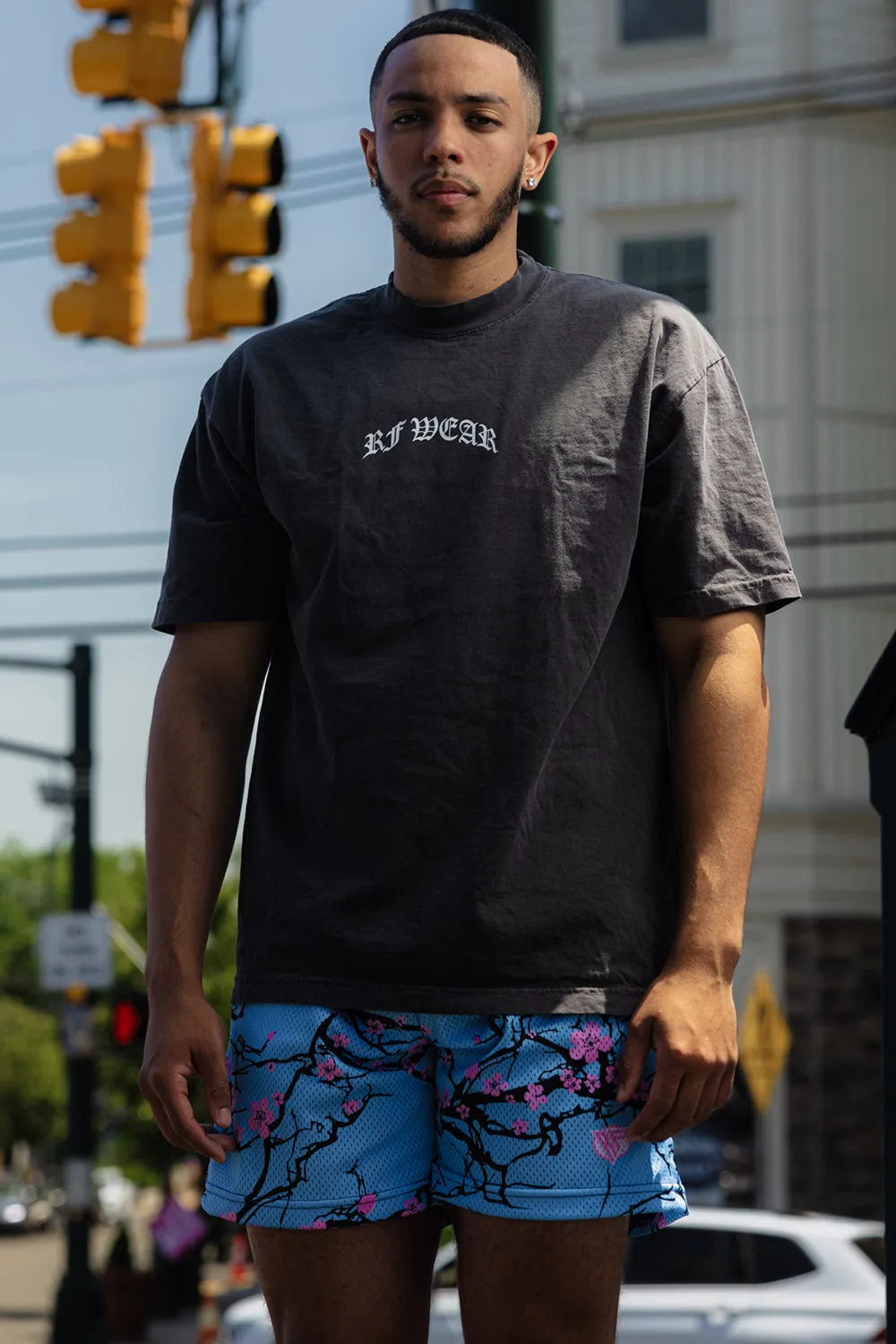 RF Mesh Blossom Shorts - Sky Blue