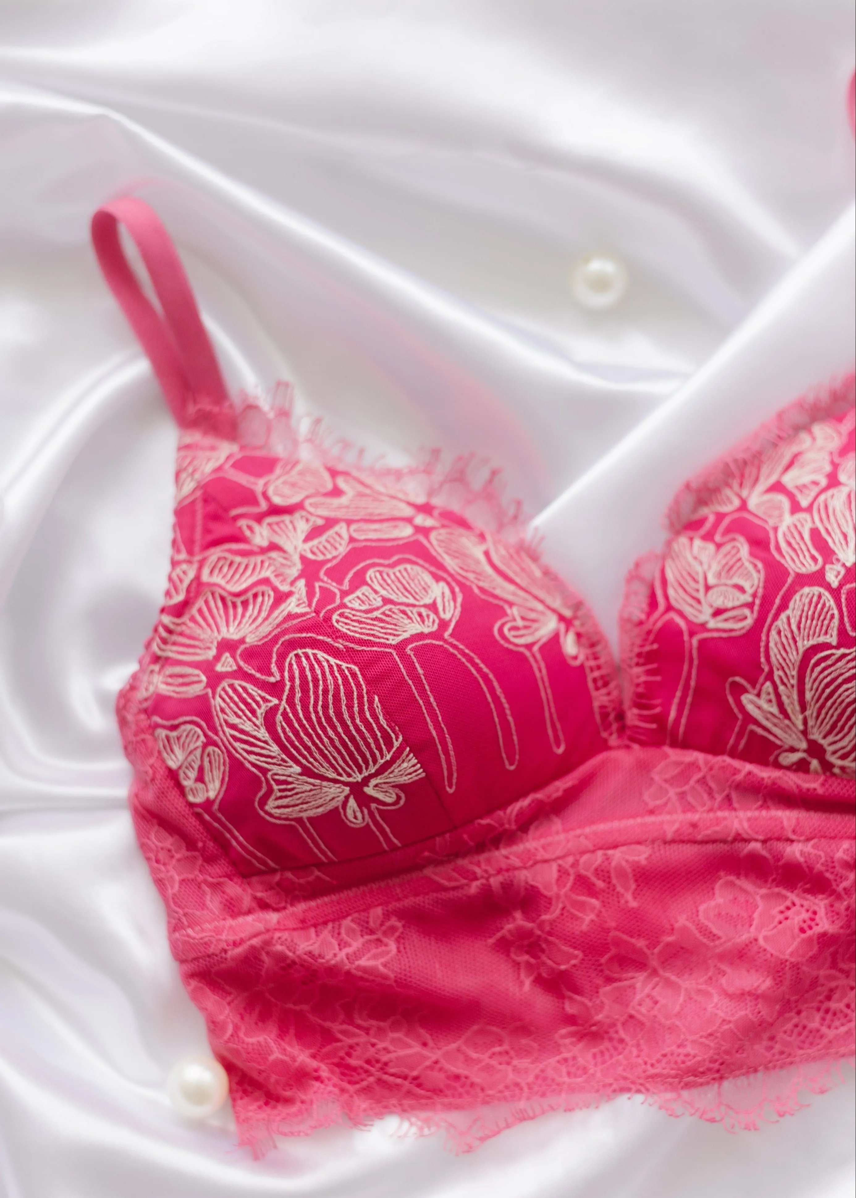 Rosalie Hot Pink Lace Bralette