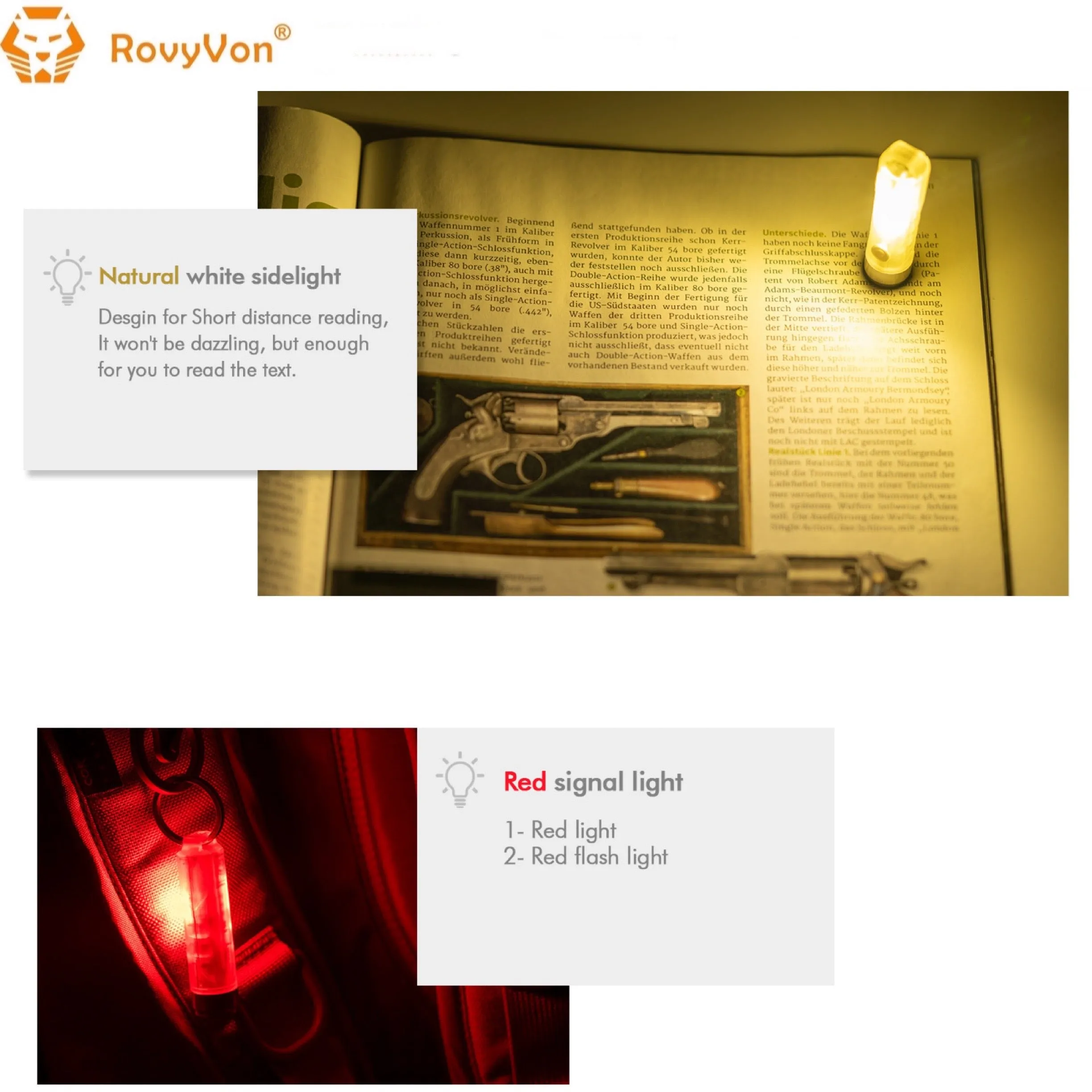 RovyVon Aurora A5x Red/White Green GITD Keychain Flashlight