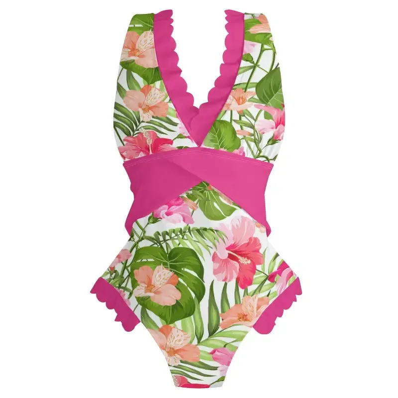 Ruffle Edge Cross-Front Swimsuit That Makes A Splash and A Statement