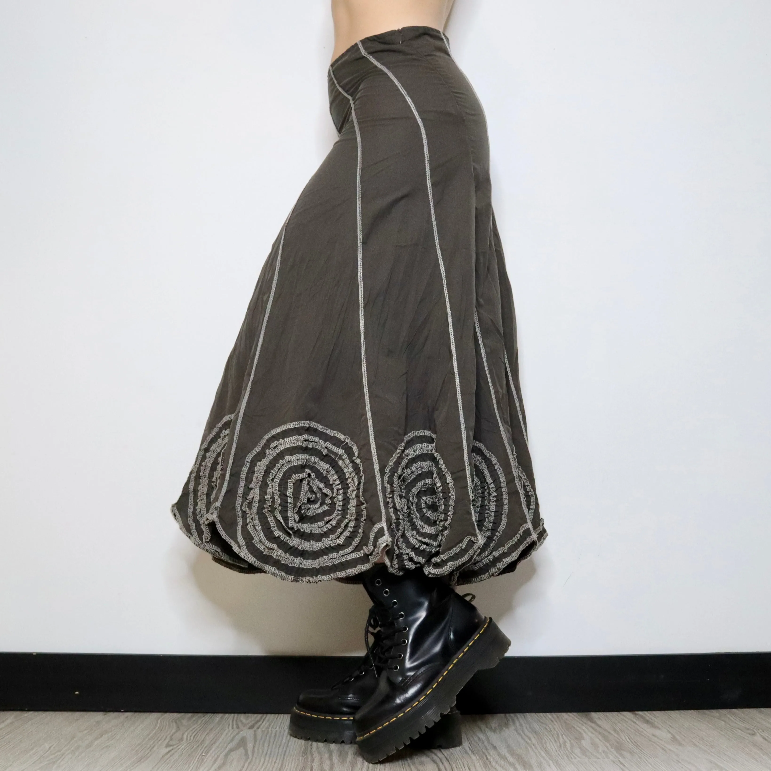 Ruffle Flower Maxi Skirt (Medium)