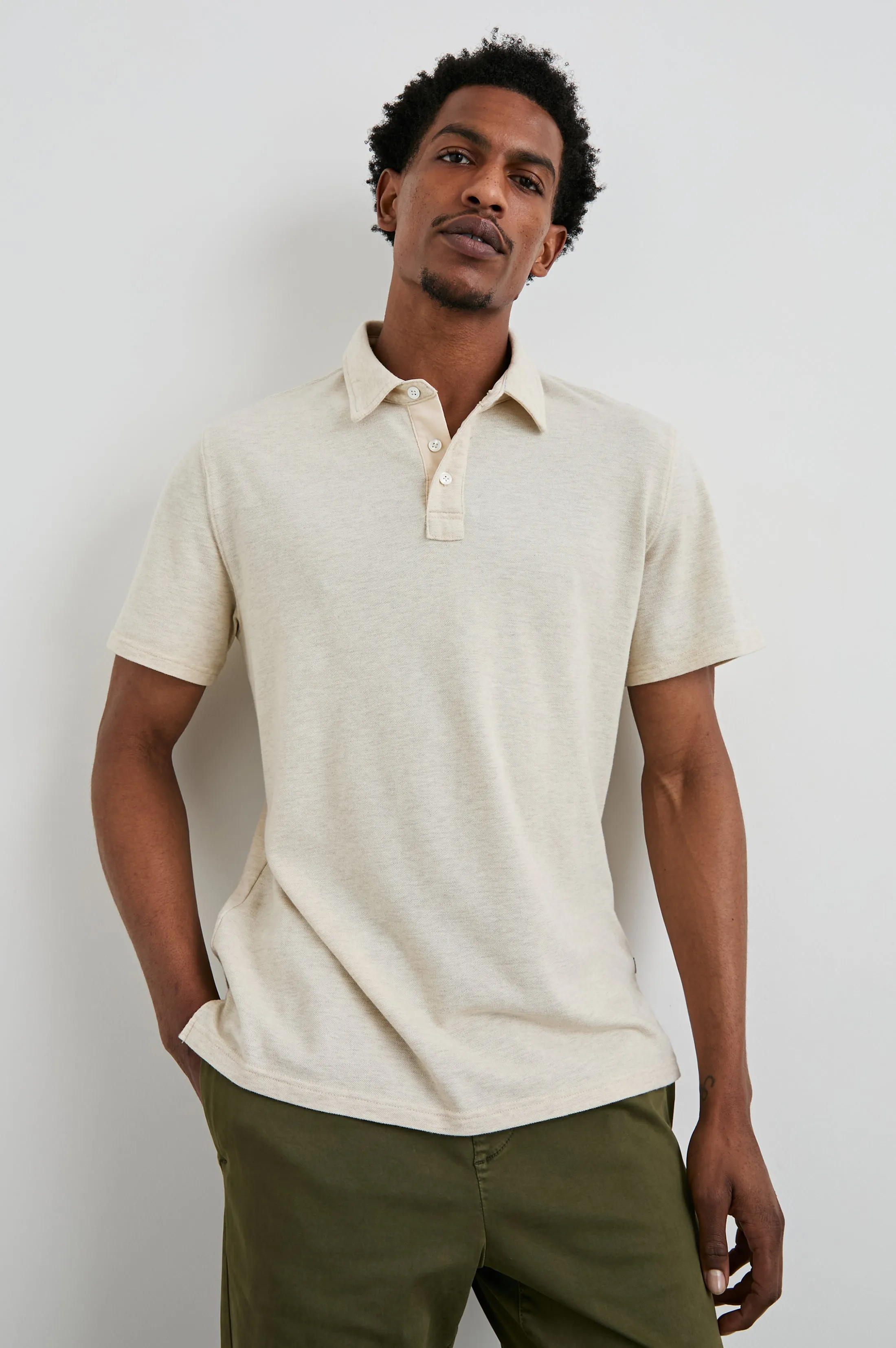 SEBASTIAN POLO SHIRT - OAT HEATHER