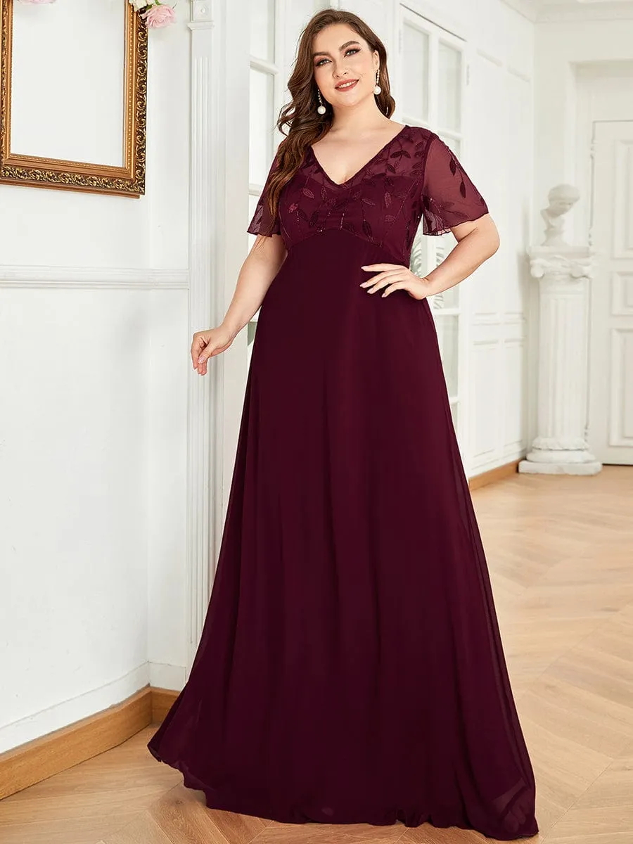 Sequin Print Evening Party Dresses for Women with Cap Sleeve