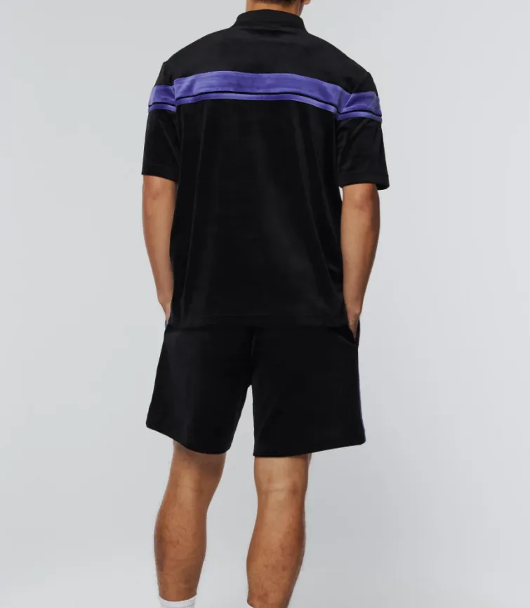 SERGIO TACCHINI VELOUR DAMARINDO POLO  SHORTS SET - Men’s- BLACK/LIBERTY