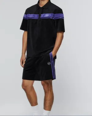 SERGIO TACCHINI VELOUR DAMARINDO POLO  SHORTS SET - Men’s- BLACK/LIBERTY