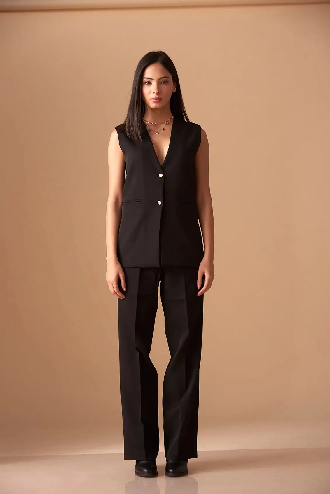 Sharp Blazer Vest with Straight fit Pants