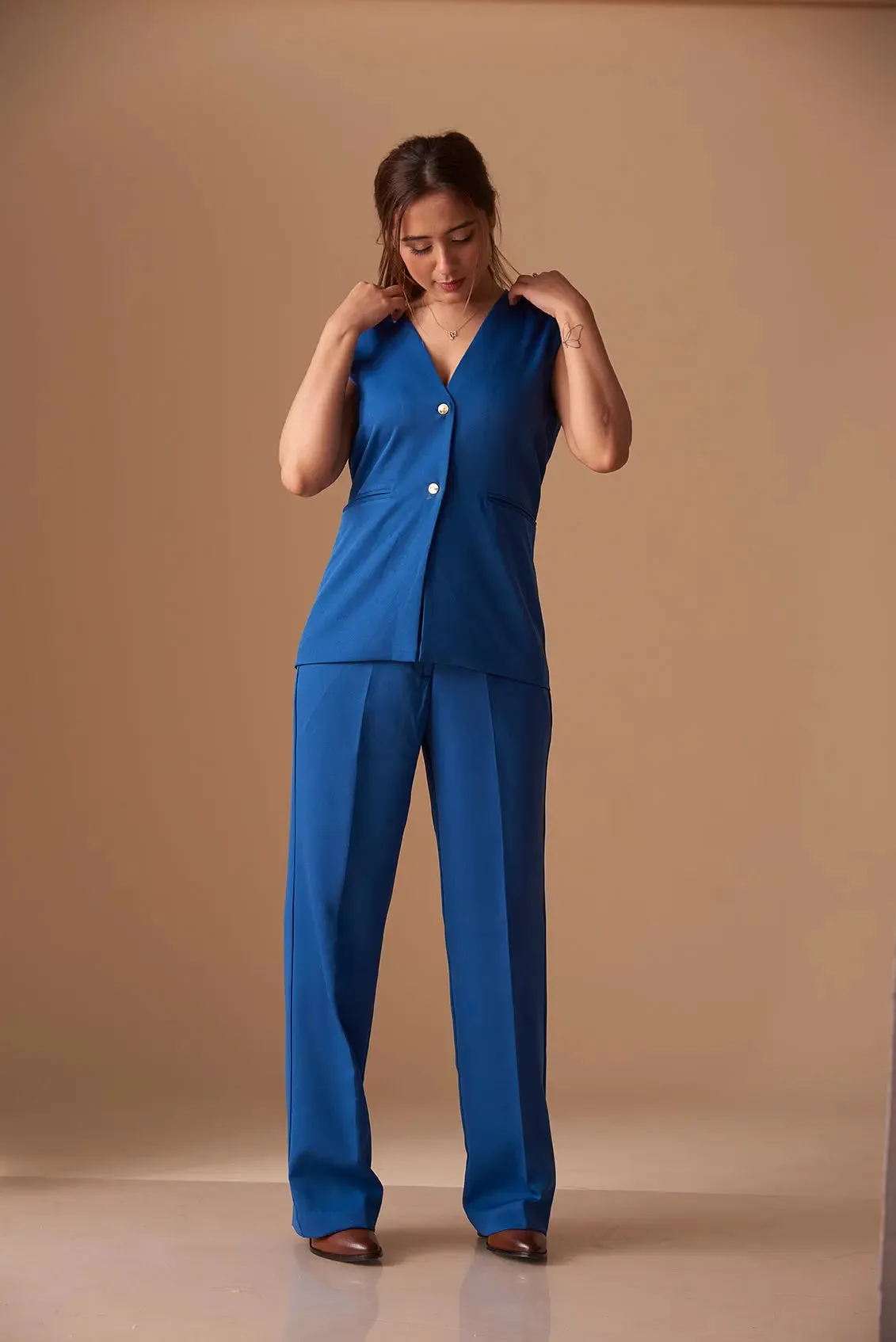 Sharp Blazer Vest with Straight fit Pants