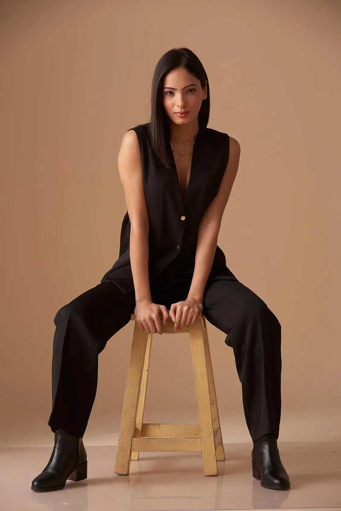 Sharp Blazer Vest with Straight fit Pants