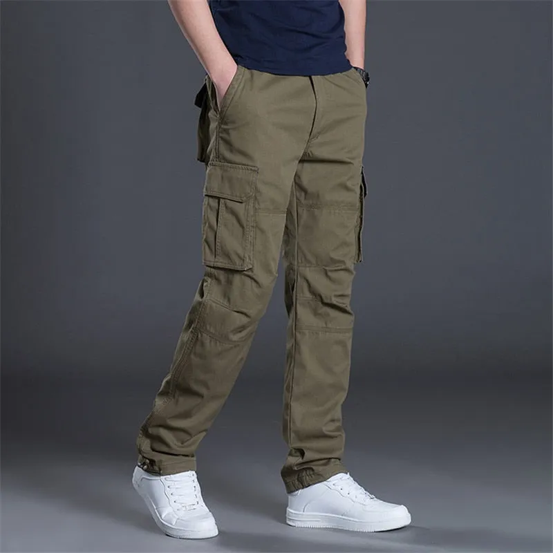 Side Pocket Cargo Pants Men Casual Black Military Army Zipper Tacital Pants Men Overalls 2019 Autumn Plus Size XXXL