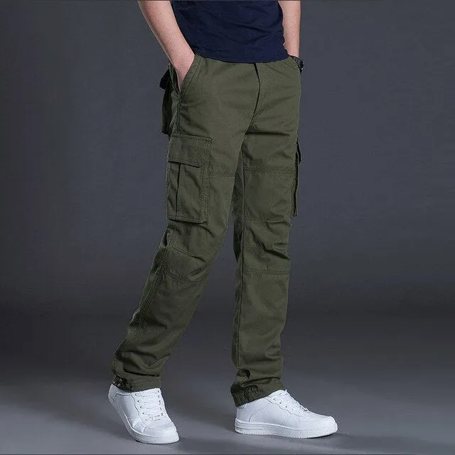 Side Pocket Cargo Pants Men Casual Black Military Army Zipper Tacital Pants Men Overalls 2019 Autumn Plus Size XXXL