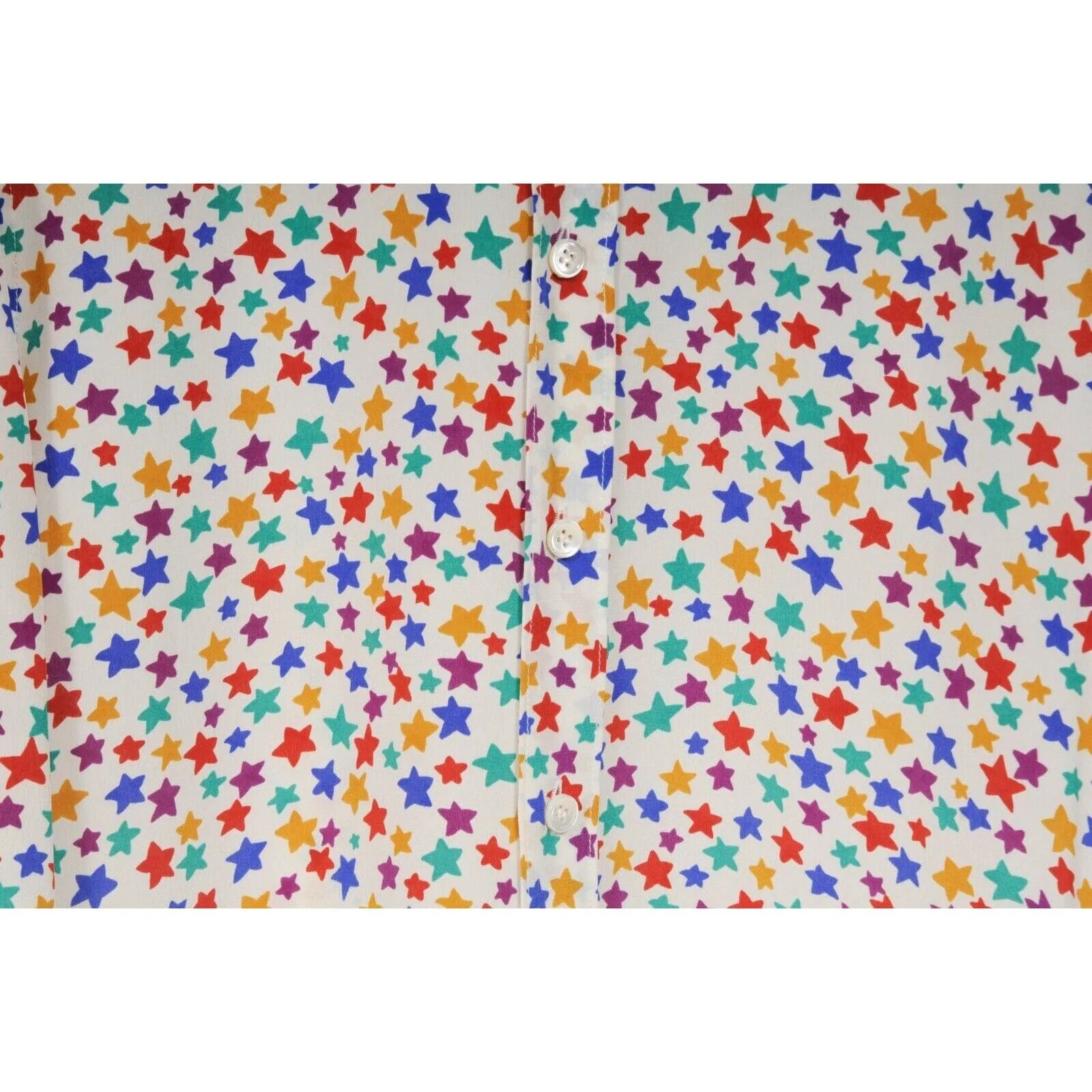 Silk Multi Color Star Print Button Down Shirt