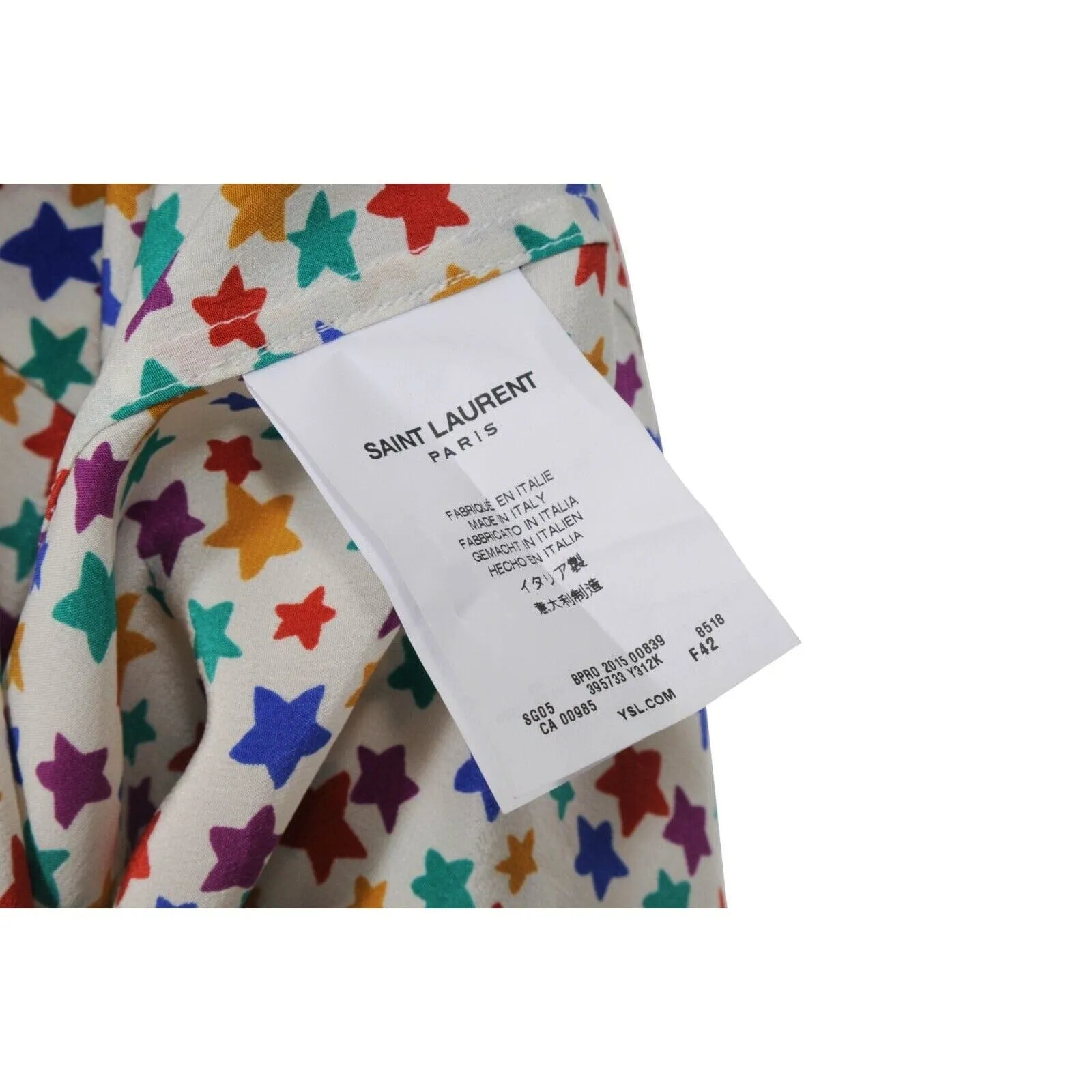 Silk Multi Color Star Print Button Down Shirt