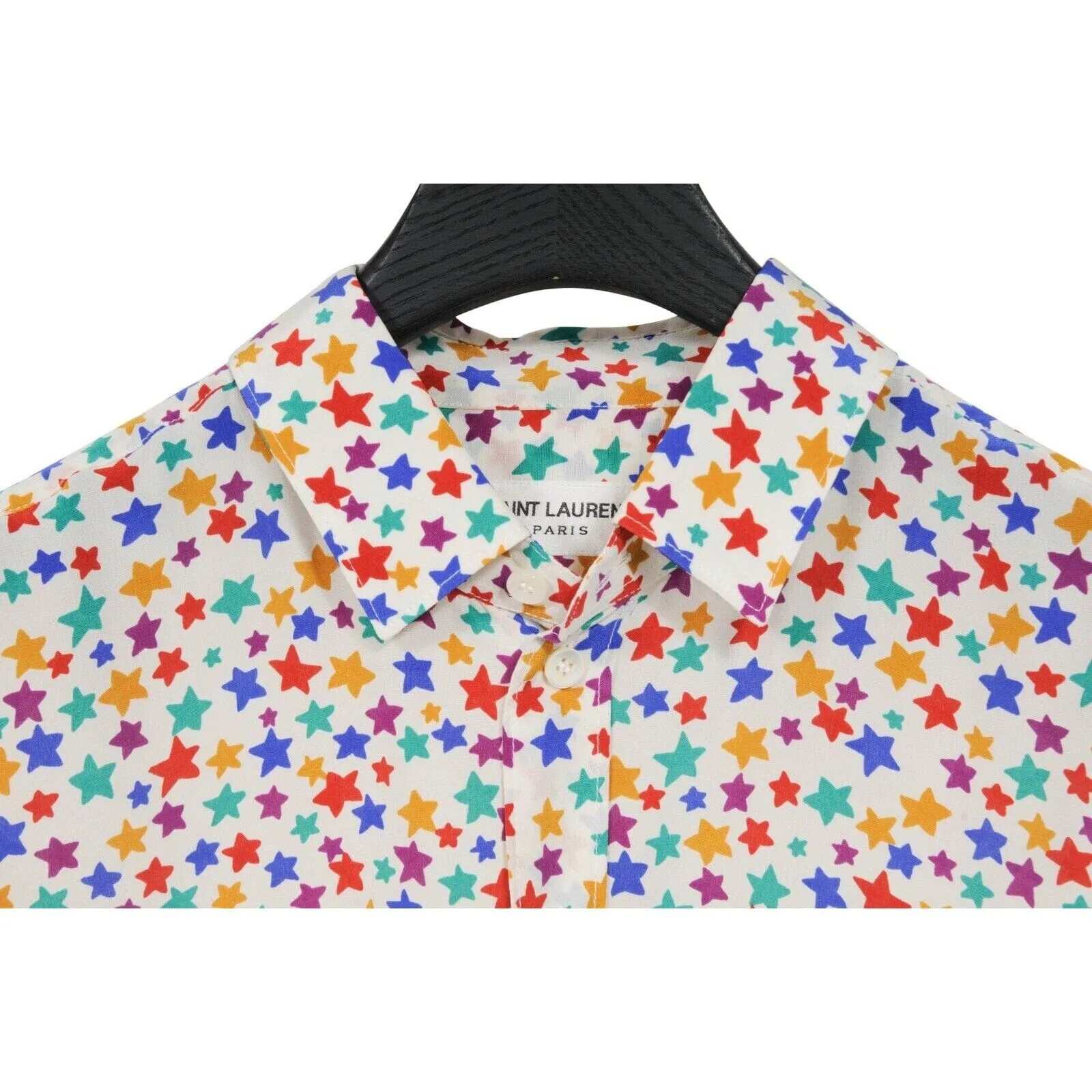 Silk Multi Color Star Print Button Down Shirt