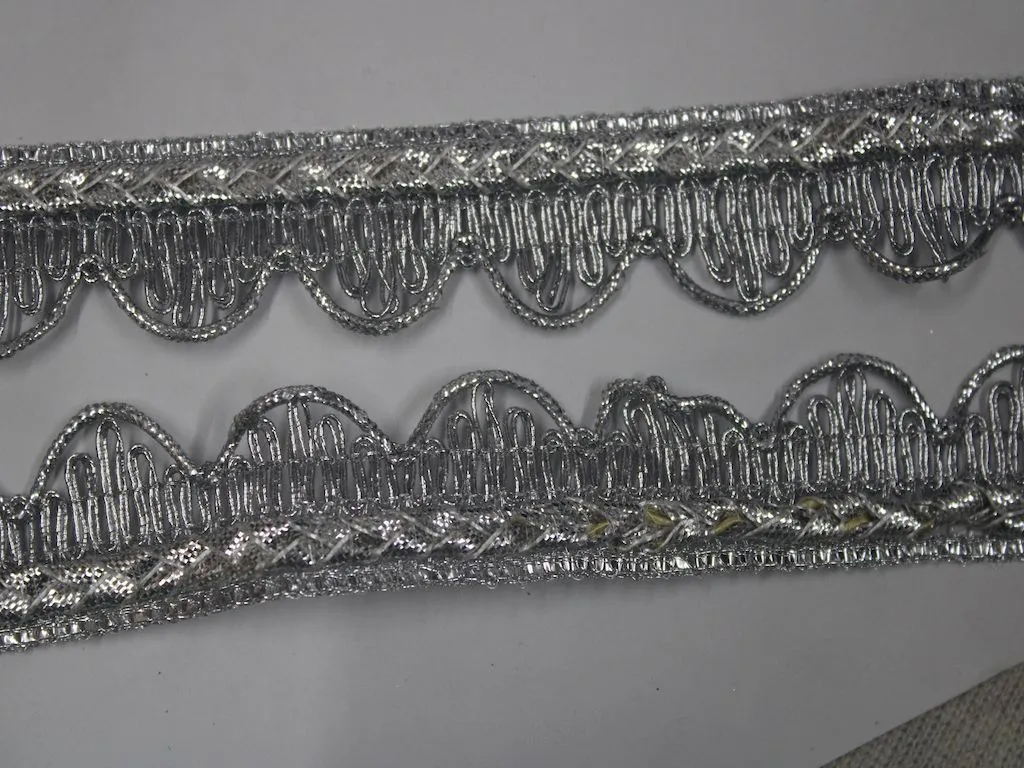 Silver Fancy Zari Work Scalloped Embroidered Border