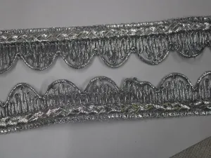 Silver Fancy Zari Work Scalloped Embroidered Border