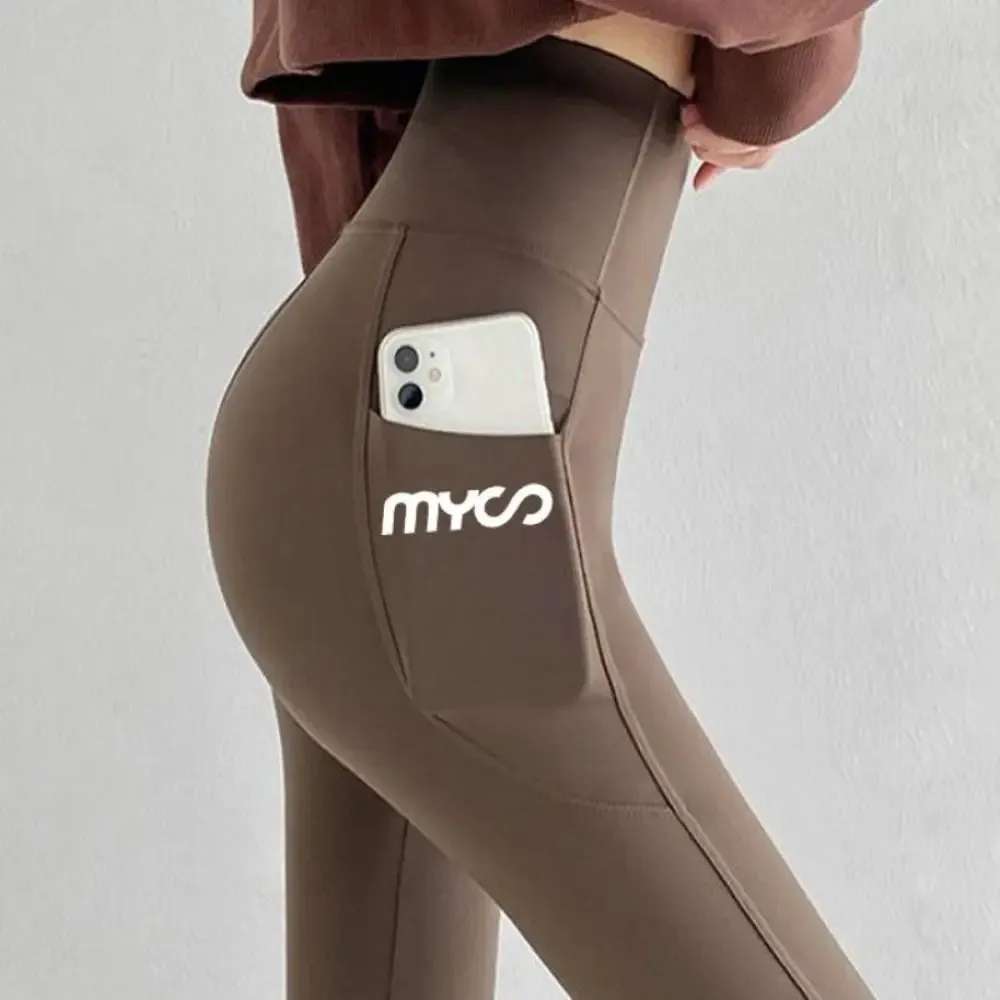 Solid Seamless Leggings With Pocket Women Soft Workout Tights