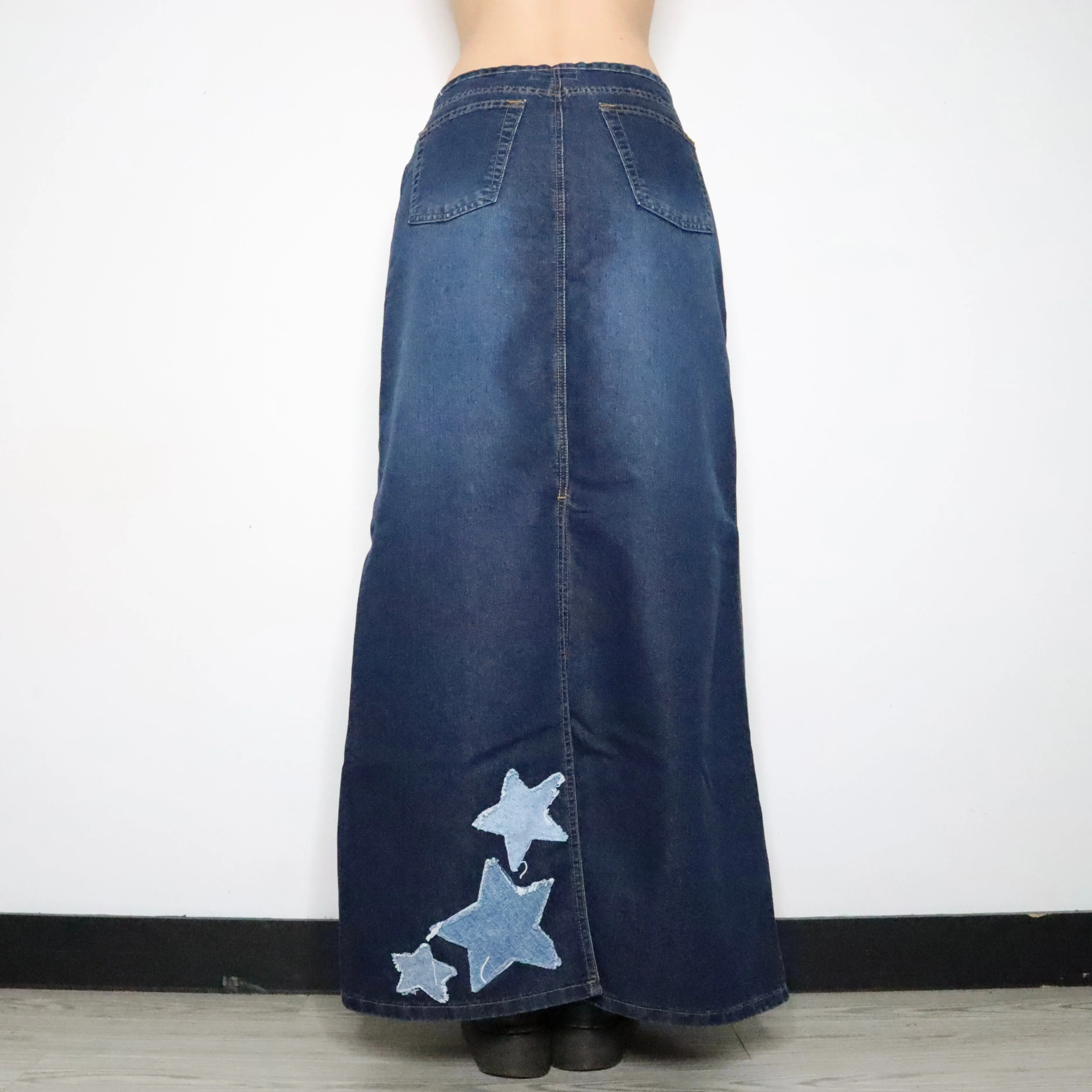 Star Denim Maxi Skirt (S-M)