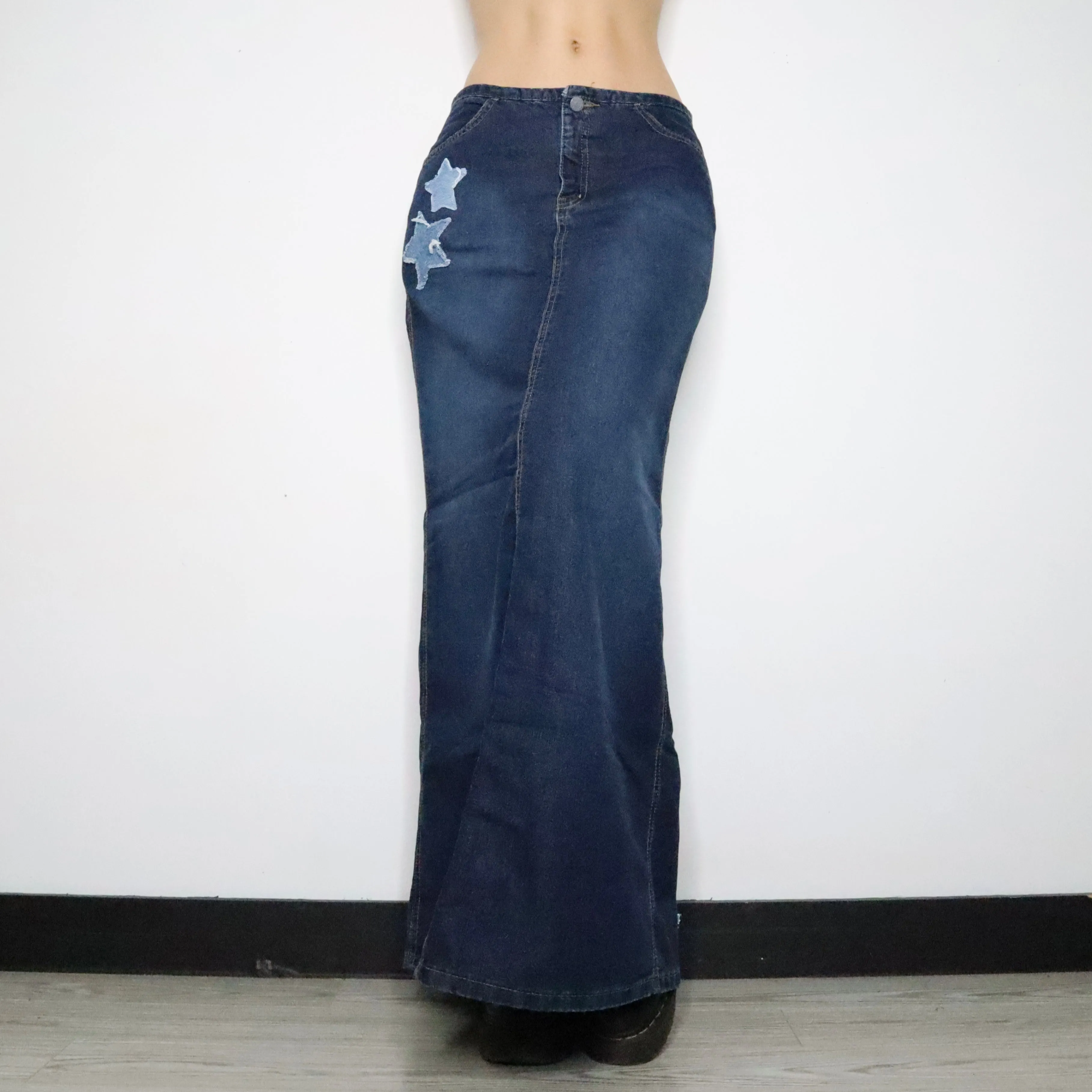 Star Denim Maxi Skirt (S-M)