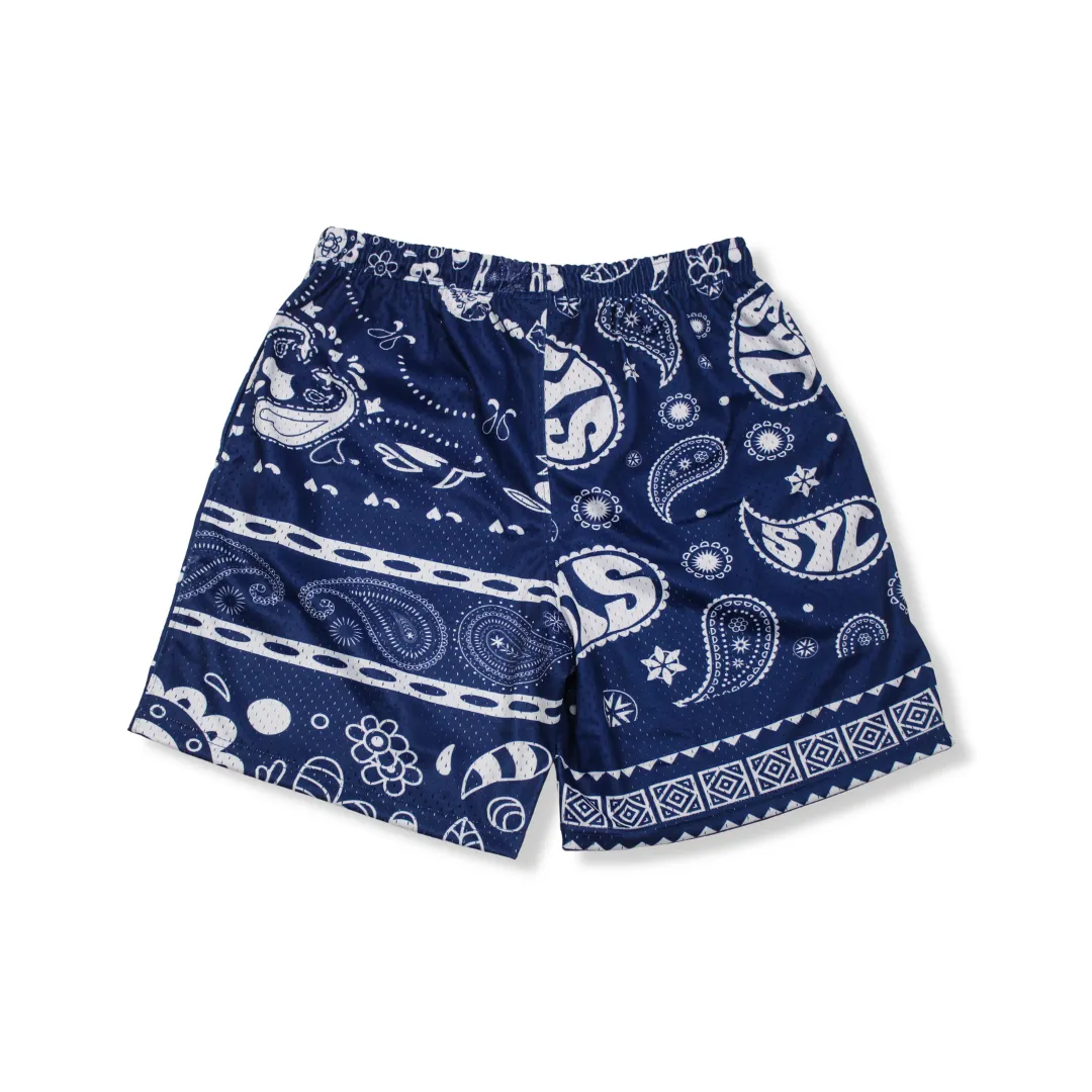 SYC Paisleys Royal Blue Mesh Shorts