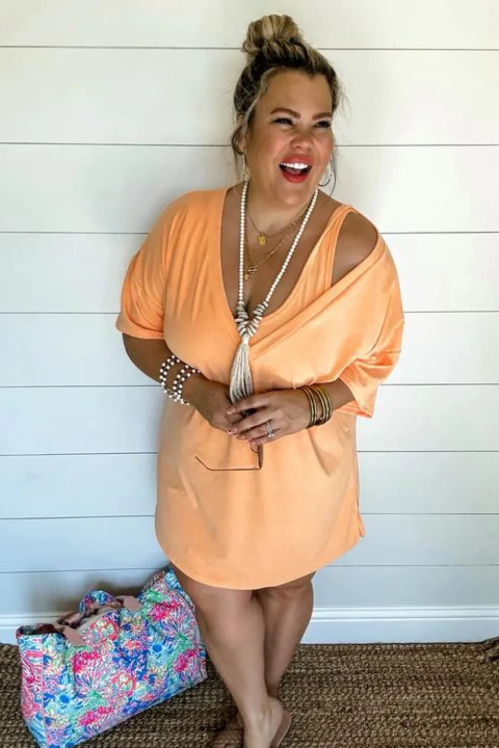 Terry Cloth Deep V Dress
