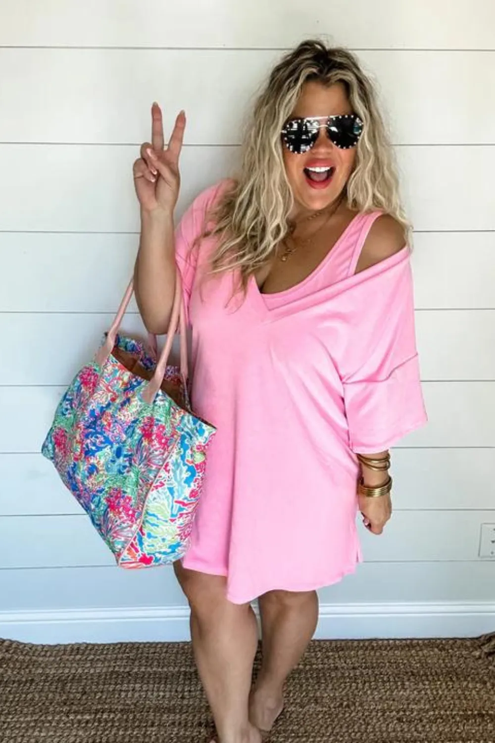 Terry Cloth Deep V Dress
