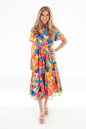 The Alana Button Up Midi Dress - Multi