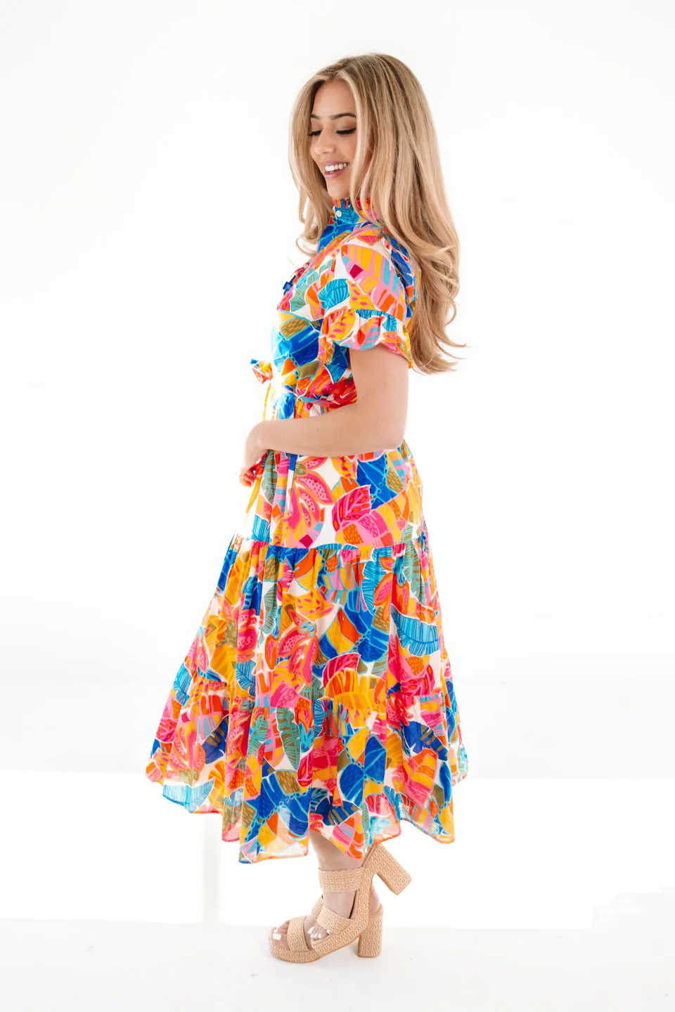 The Alana Button Up Midi Dress - Multi